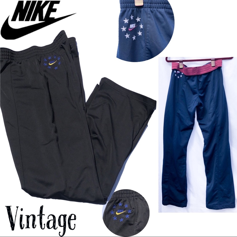 Vintage Nike roll down embroidered logo sweats Black size medium